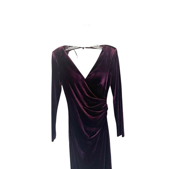 Eliza J Burgundy Cutout Vamp Wedding Guest Velvet Formal Maxi Gown Dress Size 6 - Picture 3 of 12
